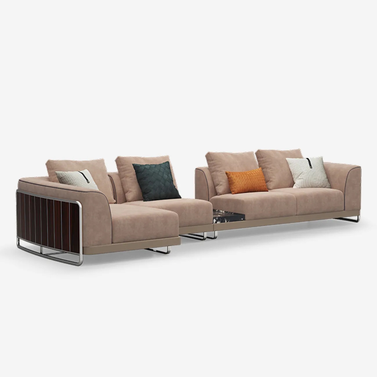 Просторный угловой диван MIVICA из бука и матовой кожи DV38720-32