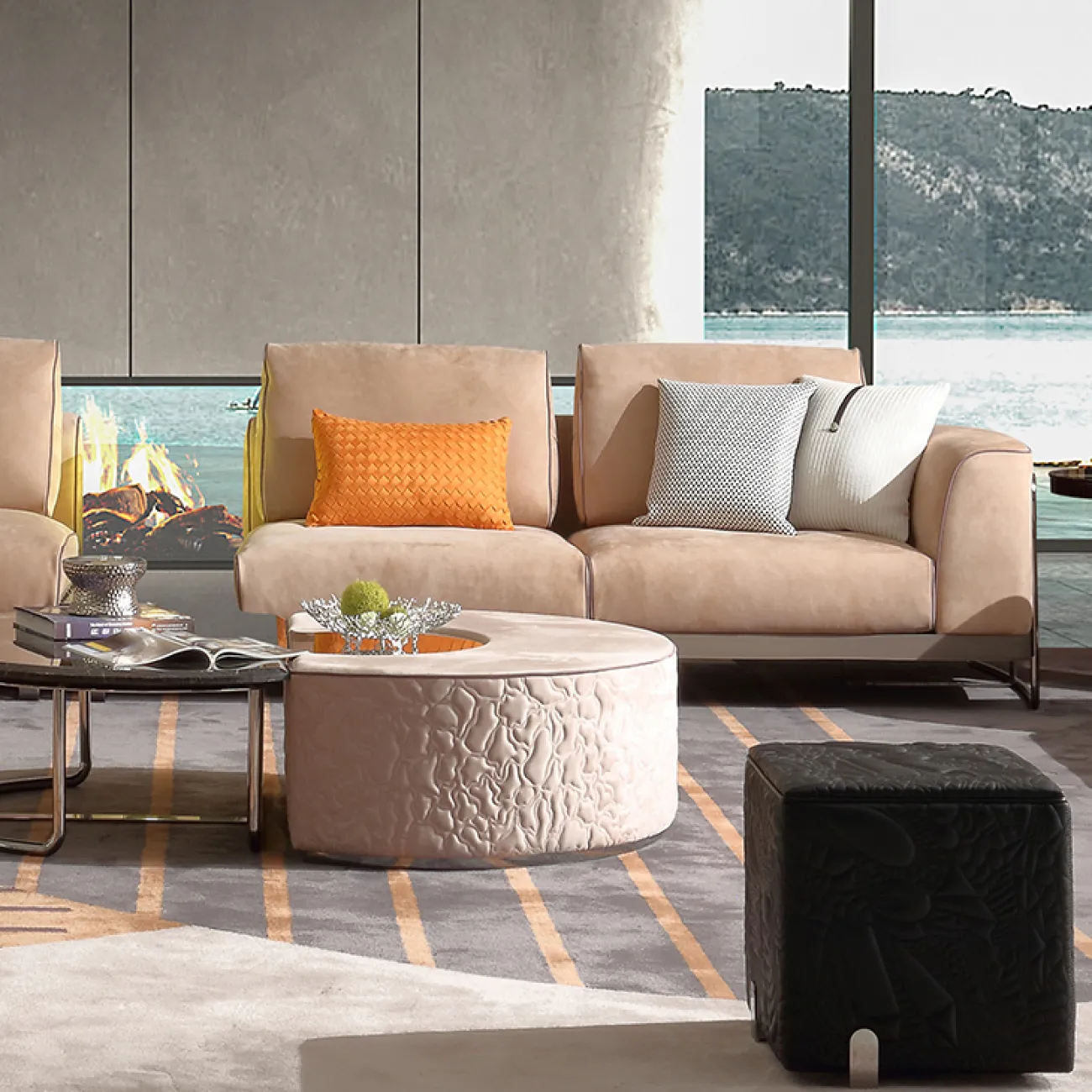 Просторный угловой диван MIVICA из бука и матовой кожи DV38720-32