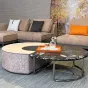 Комбинированный журнальный столик MIVICA из бука, кожи и мрамора JS38723-32