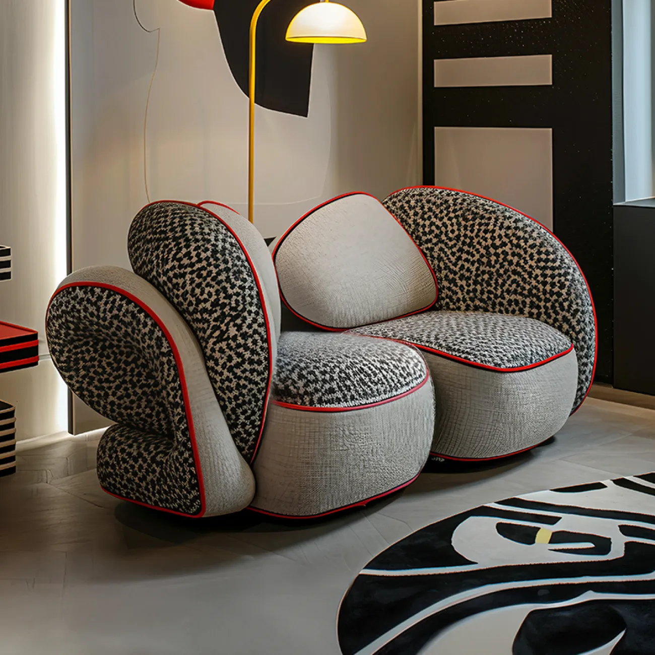 Дизайнерский диван MIVICA из сосны с эксклюзивным принтом DV38742-32