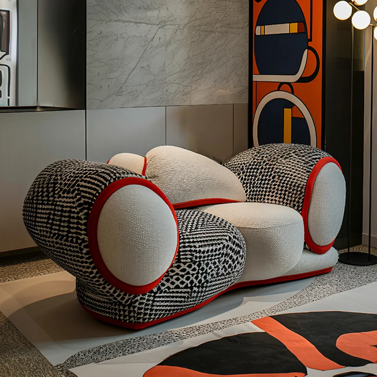 Дизайнерский диван MIVICA из сосны с эксклюзивным принтом DV38742-32