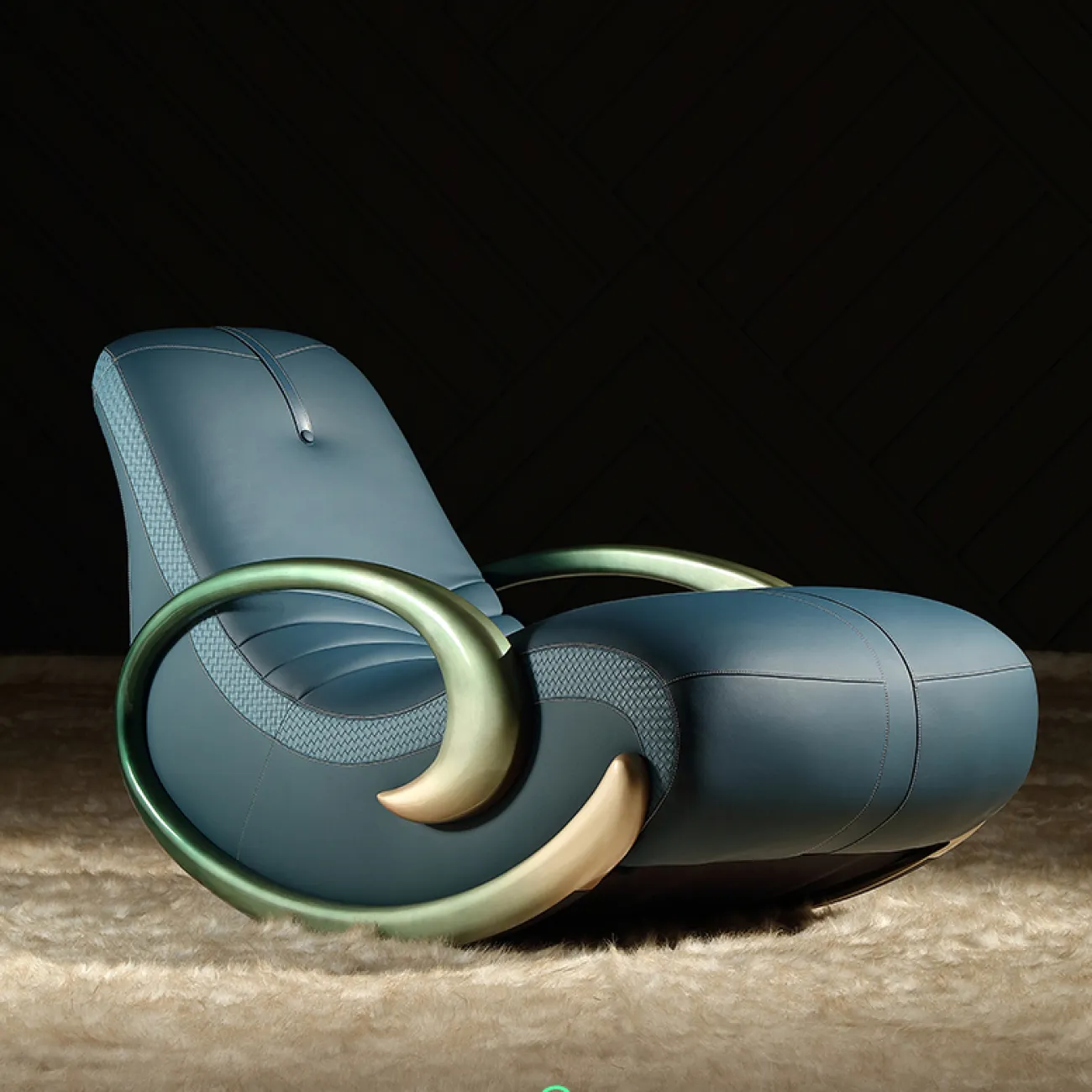 Роскошное кресло-качалка MIVICA из дерева и кожи KR38744-32 Роскошное кресло-качалка MIVICA из дерева и кожи KR38744-32