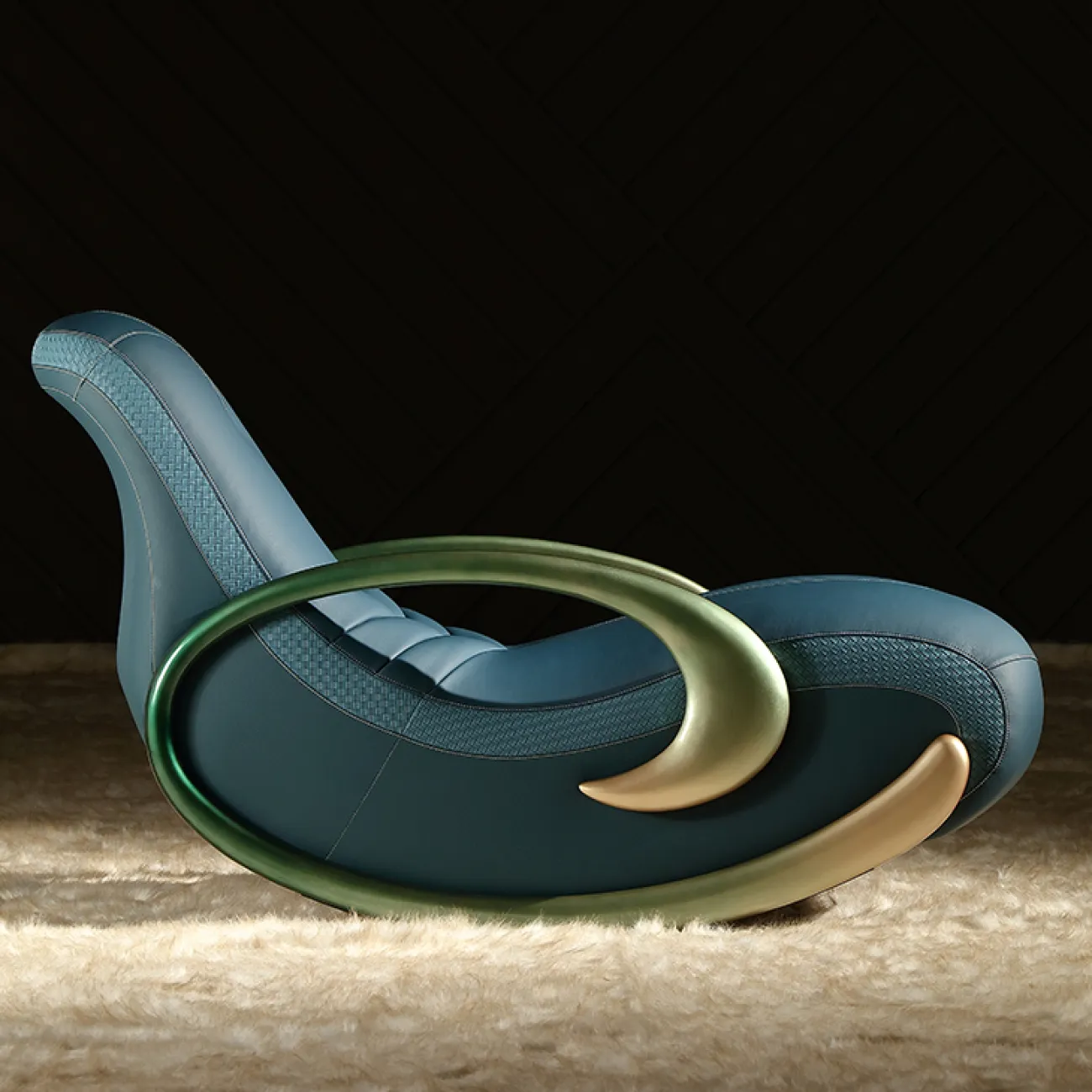 Роскошное кресло-качалка MIVICA из дерева и кожи KR38744-32 Роскошное кресло-качалка MIVICA из дерева и кожи KR38744-32