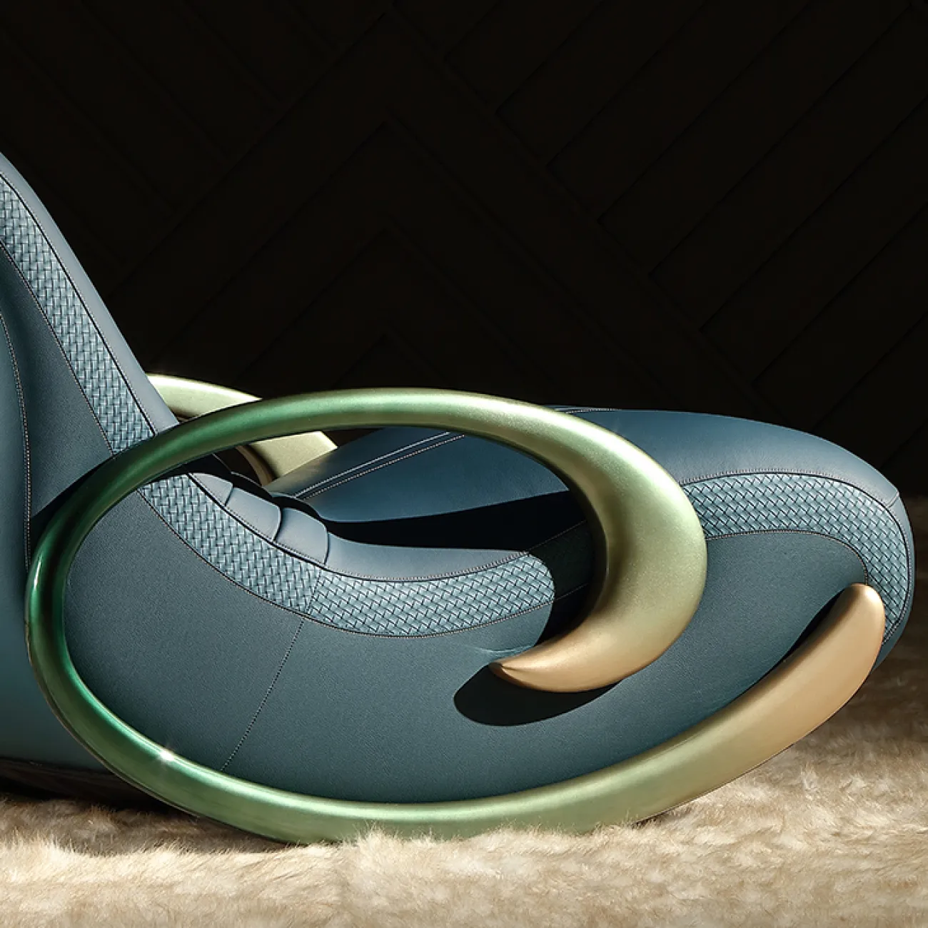 Роскошное кресло-качалка MIVICA из дерева и кожи KR38744-32 Роскошное кресло-качалка MIVICA из дерева и кожи KR38744-32