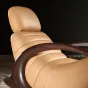 Роскошное кресло-качалка MIVICA из дерева и кожи KR38745-32