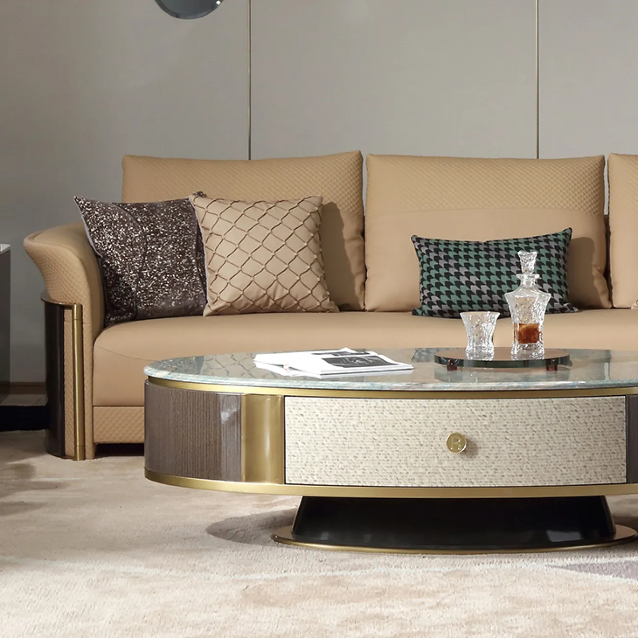 Элегантный журнальный столик MIVICA с мраморной столешницей JS38748-32