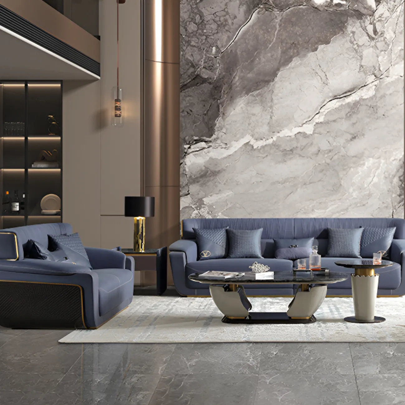 Элегантный журнальный столик MIVICA с мраморной столешницей JS38760-32