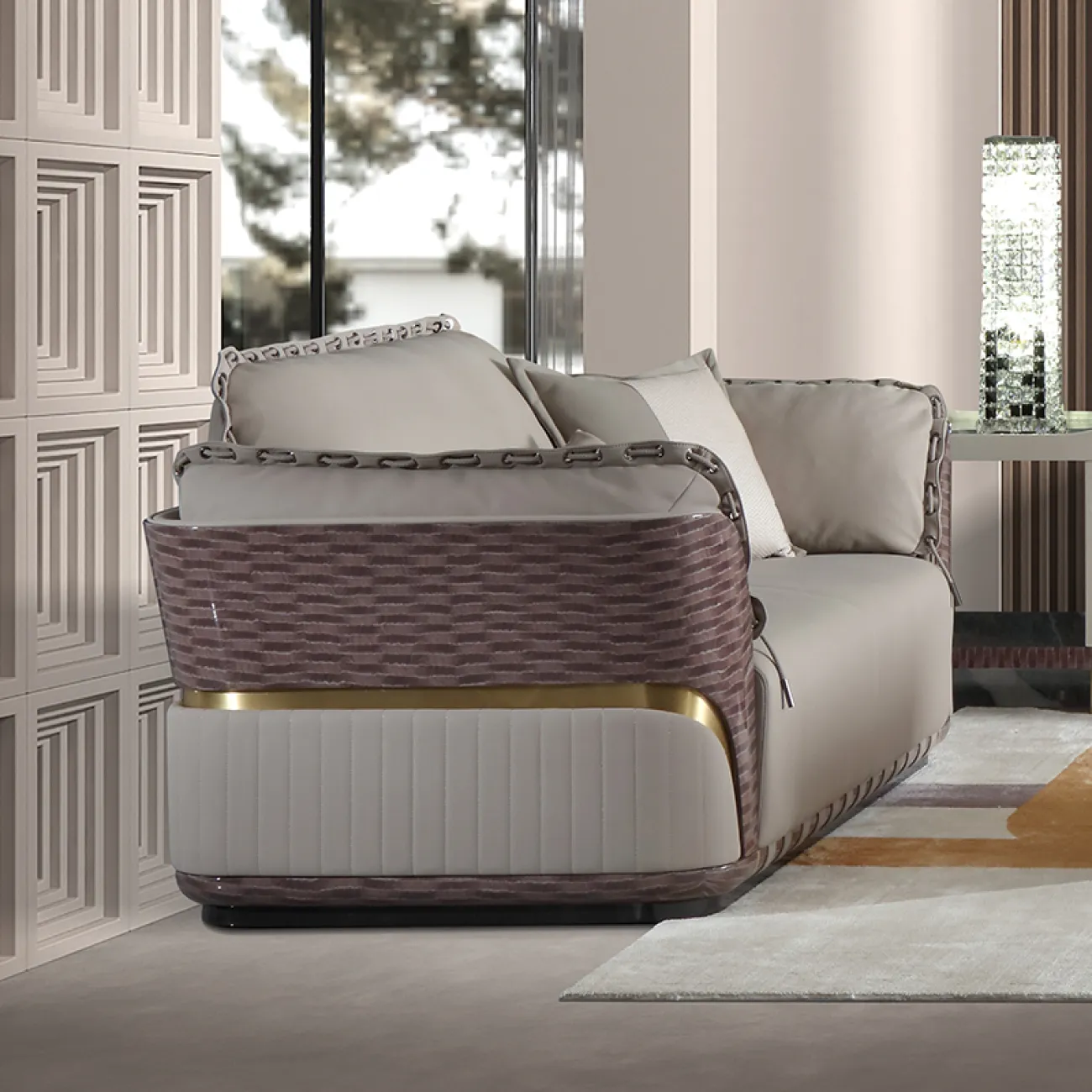 Роскошный диван MIVICA из натуральной матовой кожи DV38768-32