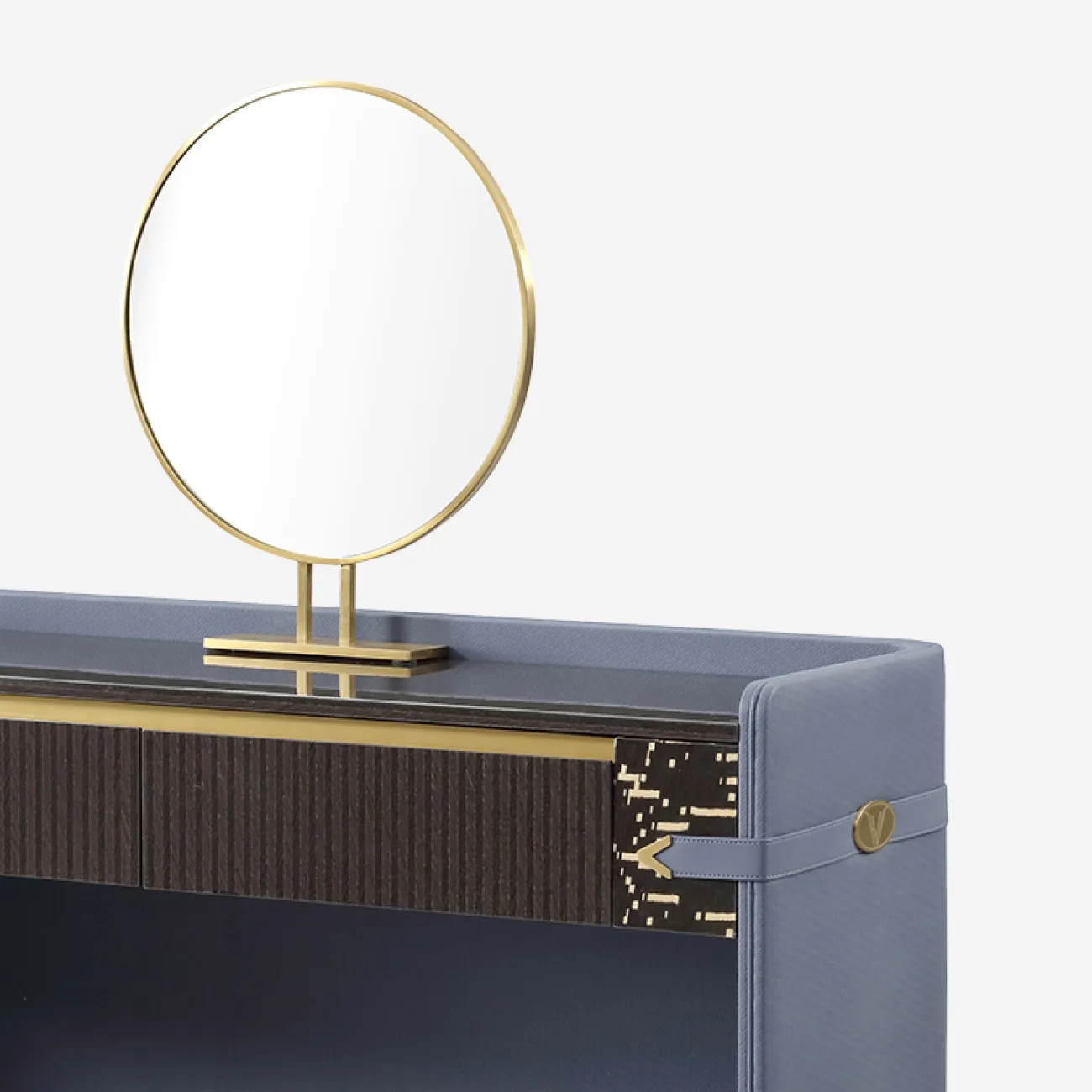 Элегантный туалетный столик с зеркалом MIVICA обитый кожей TS38775-32