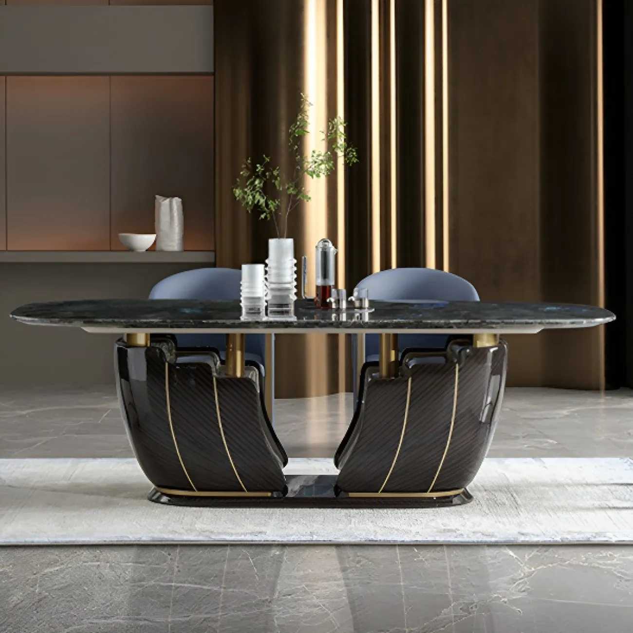 Роскошный обеденный стол MIVICA с мраморной столешницей OS38777-32