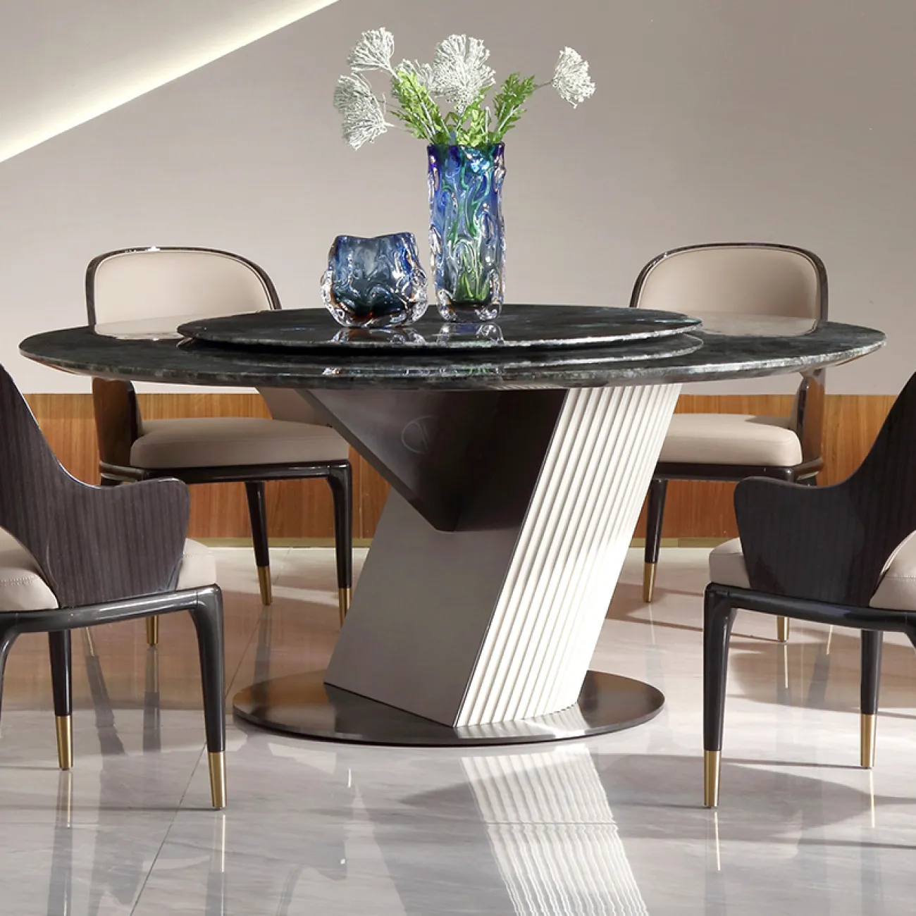 Роскошный обеденный стол MIVICA с мраморной столешницей OS38779-32