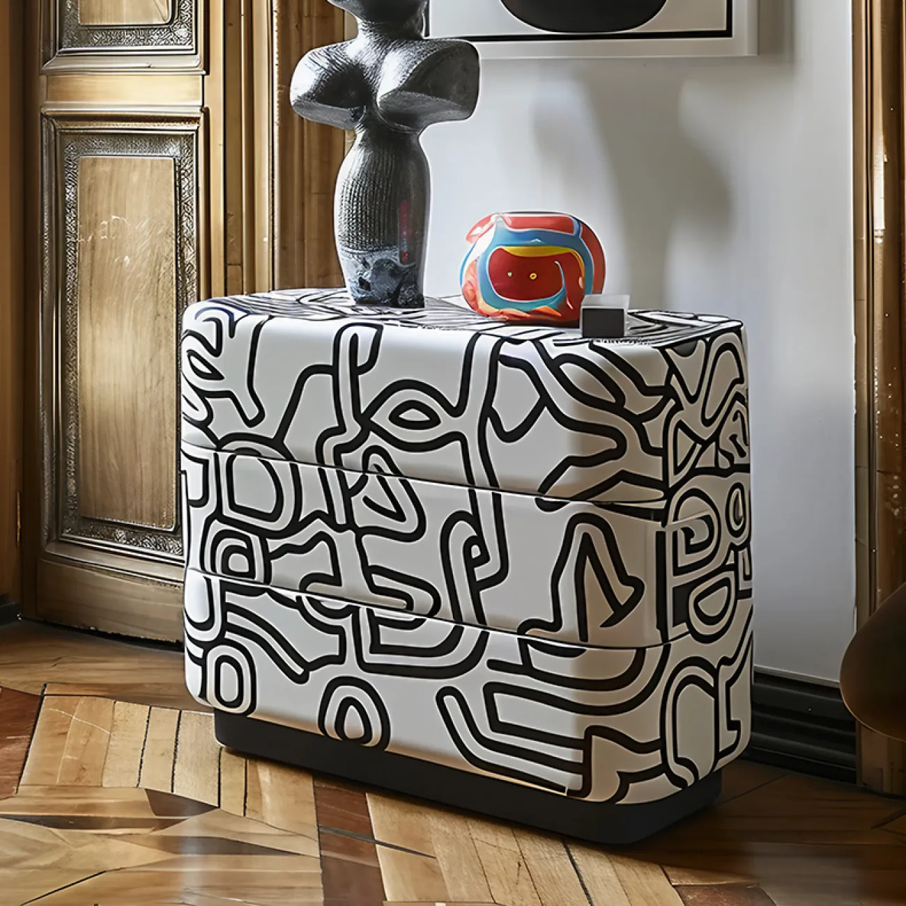 Дизайнерский комод MIVICA с ручной росписью KD38806-32 Дизайнерский комод MIVICA с ручной росписью KD38806-32