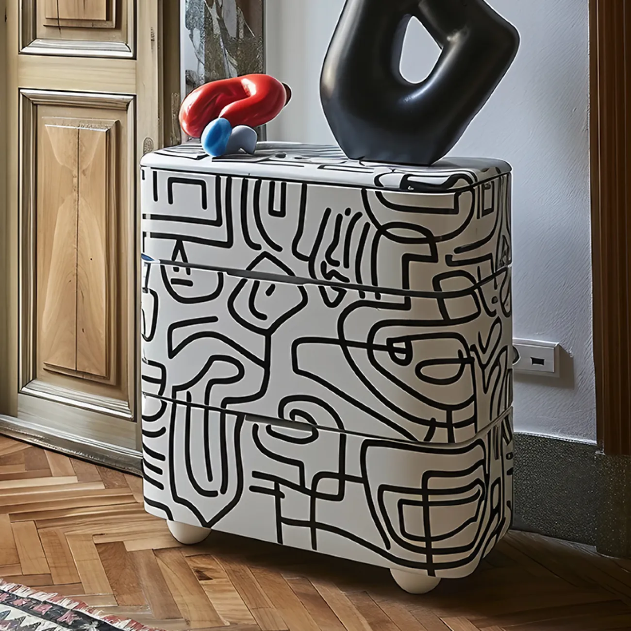 Дизайнерский комод MIVICA с ручной росписью KD38806-32 Дизайнерский комод MIVICA с ручной росписью KD38806-32