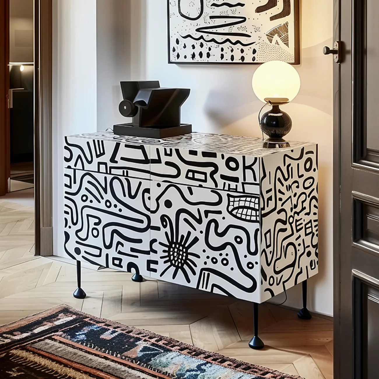 Дизайнерский комод MIVICA с ручной росписью KD38807-32 Дизайнерский комод MIVICA с ручной росписью KD38807-32