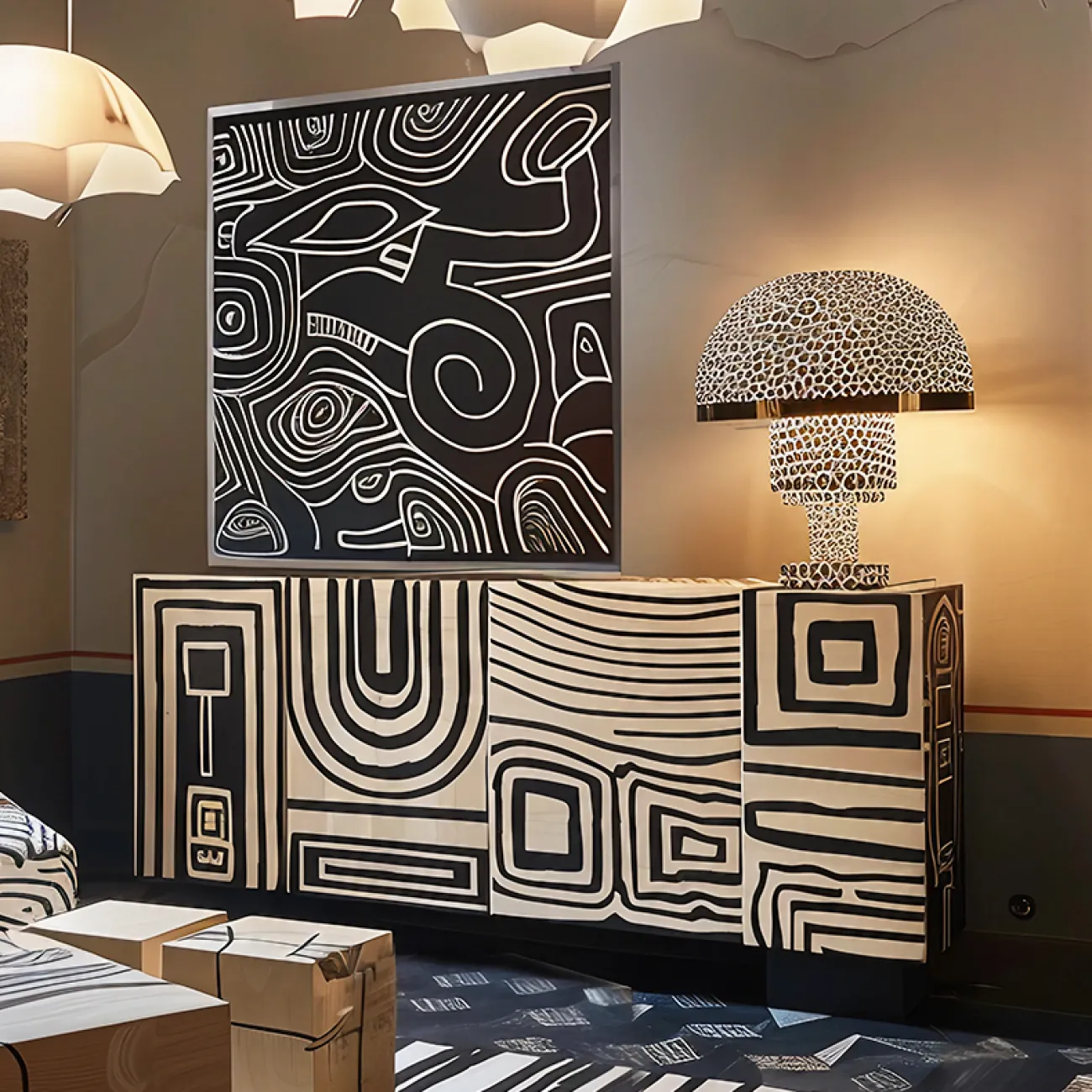 Дизайнерский комод MIVICA с ручной росписью KD38813-32