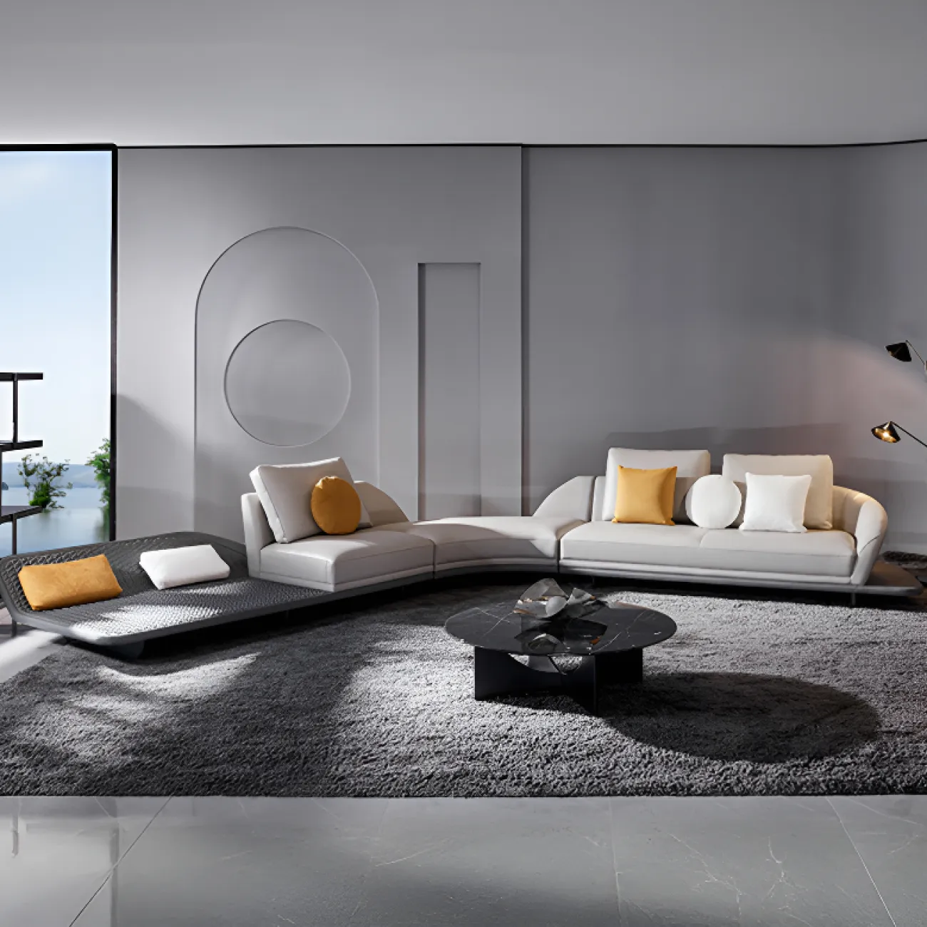 Элегантный журнальный столик MIVICA со столешницей из мрамора JS38817-32