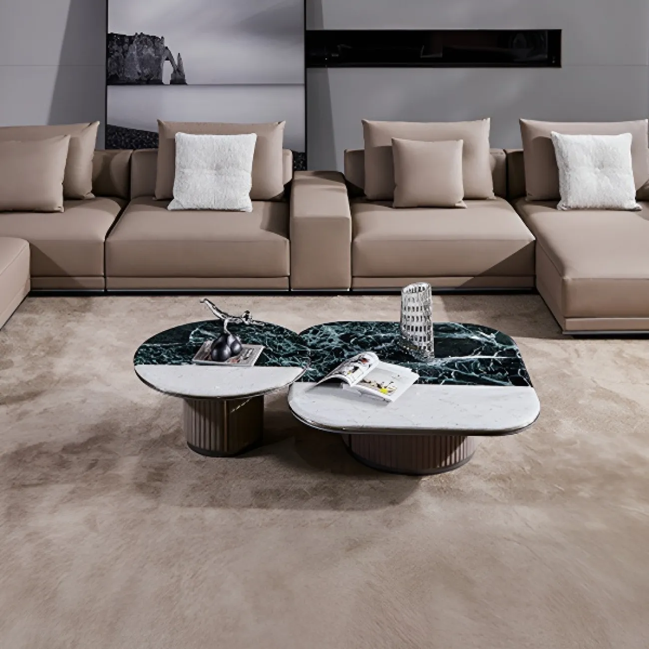 Квадратный журнальный столик MIVICA с мраморной столешницей JS38822-32