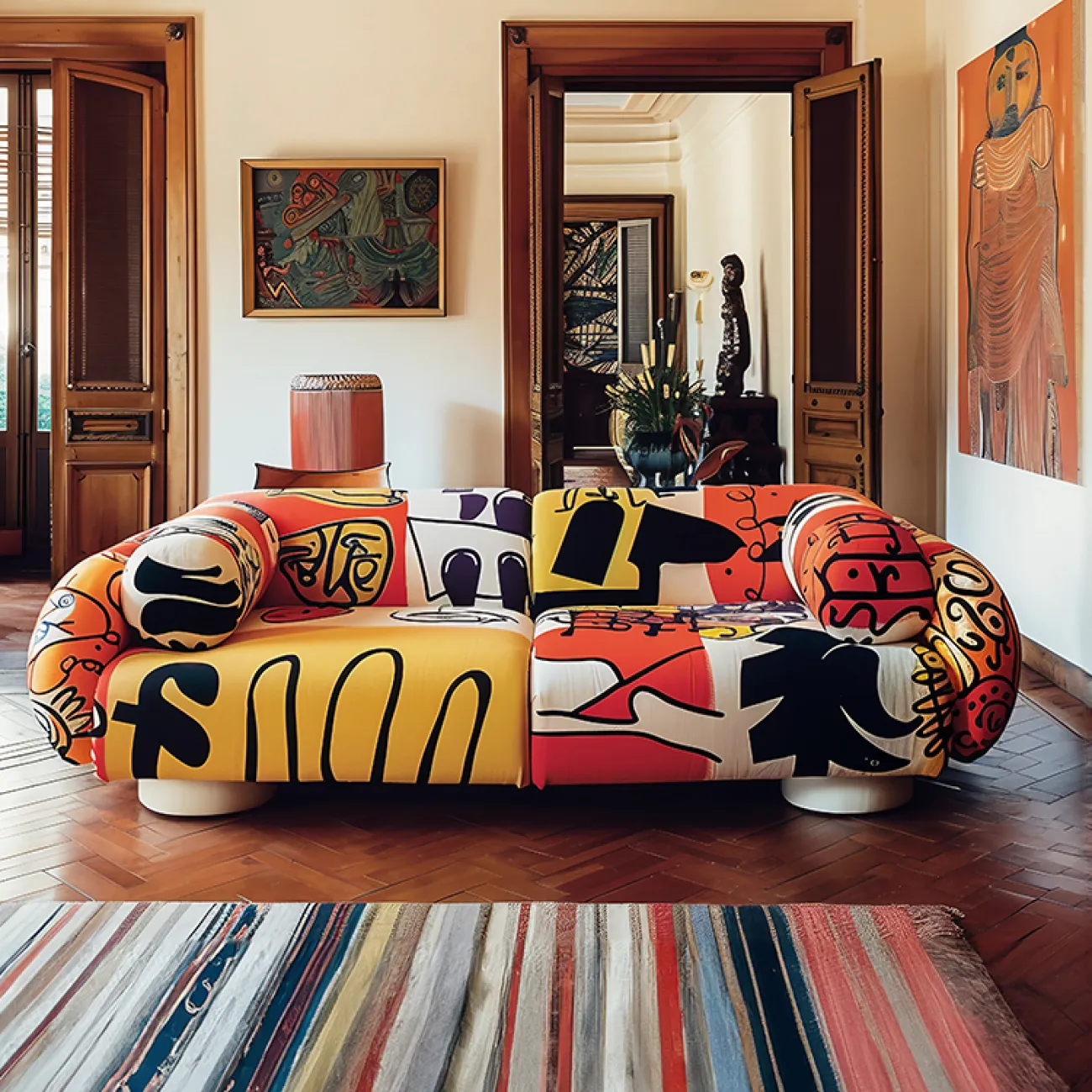 Креативный диван MIVICA с ярким принтом DV38835-32