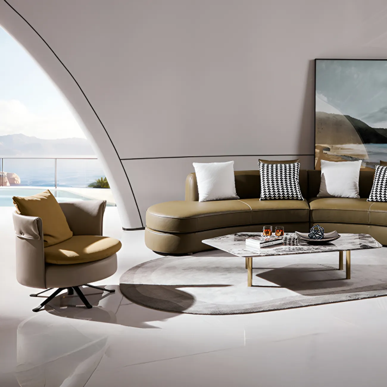 Роскошное кресло MIVICA  из натуральной воловьей кожи KR38836-32