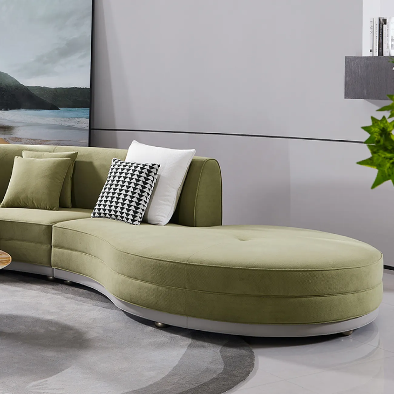 Уютный текстильный диван MIVICA изогнутой формы DV38843-32