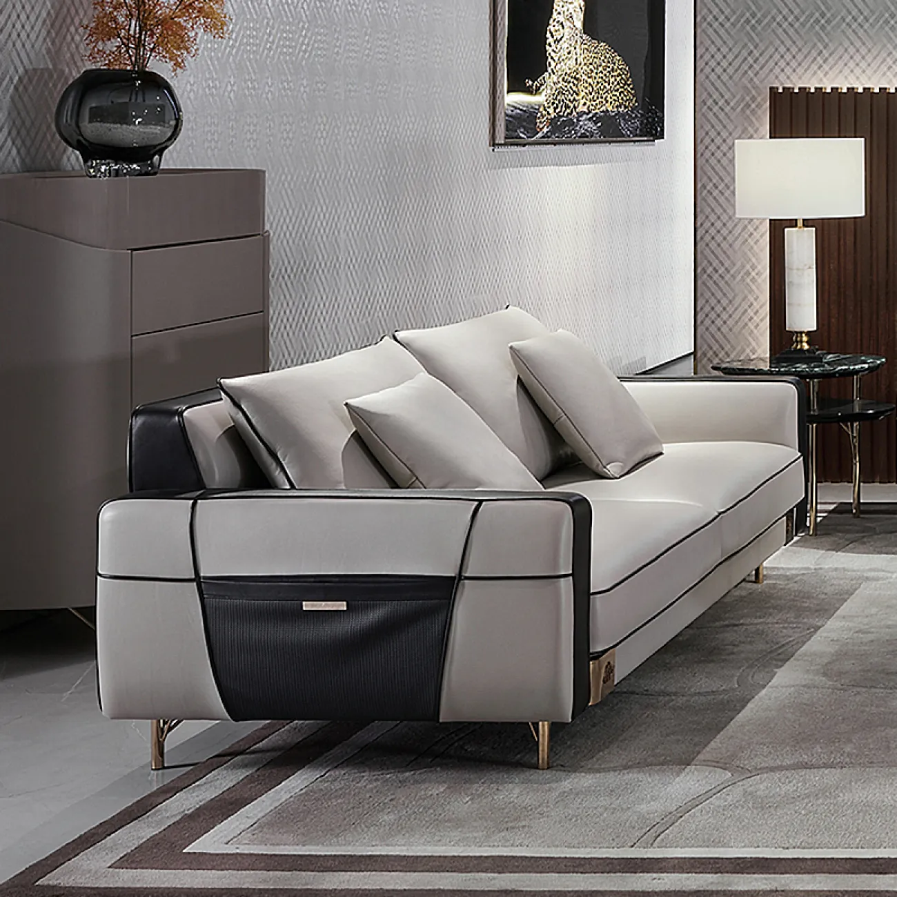 Роскошный диван MIVICA из натуральной воловьей кожи DV38846-32 Роскошный диван MIVICA из натуральной воловьей кожи DV38846-32