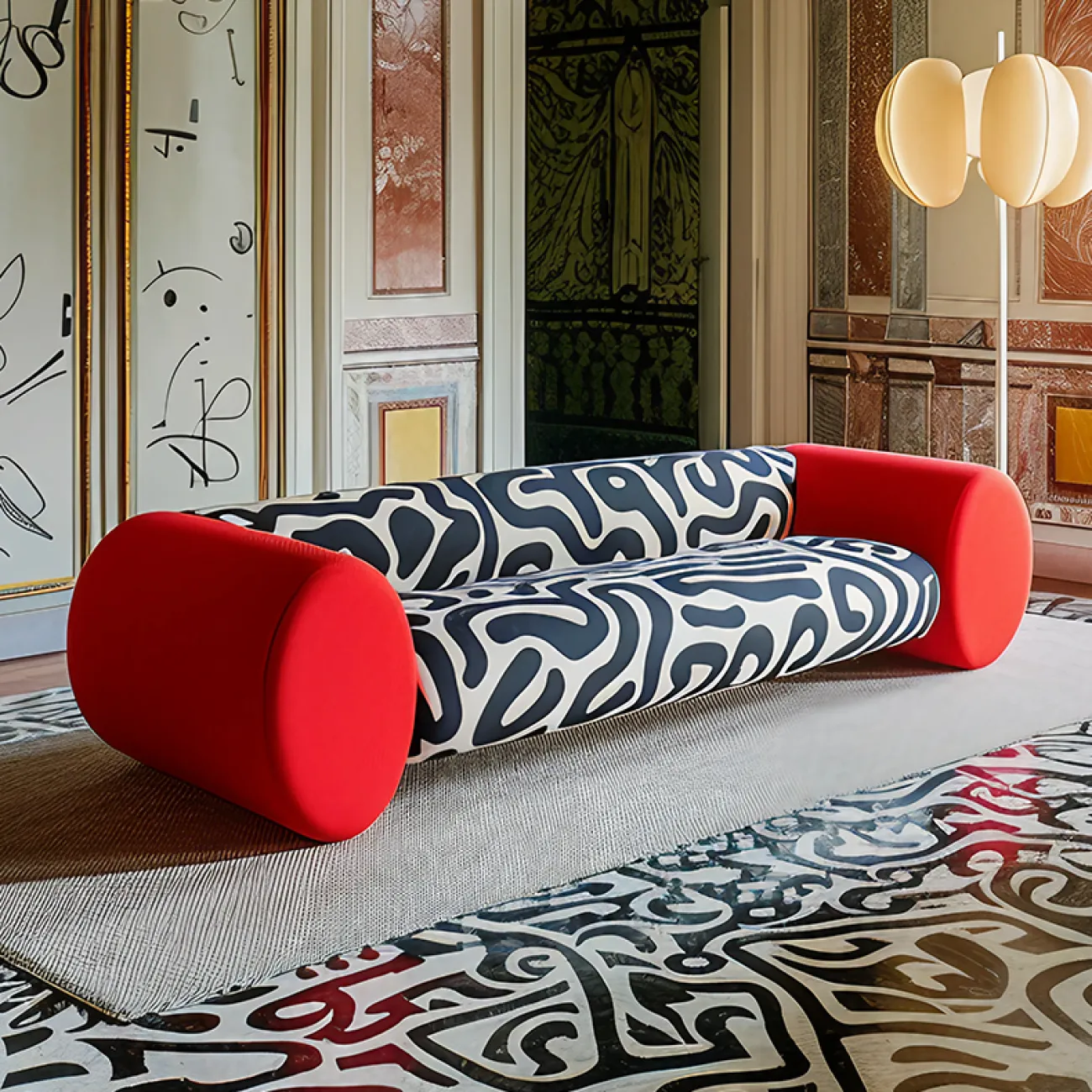 Дизайнерский диван MIVICA с необычным принтом DV38852-32