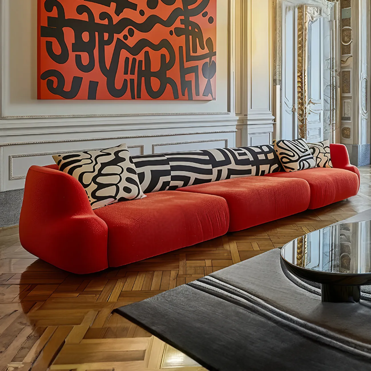 Дизайнерский диван MIVICA из сосны с эксклюзивным принтом DV38853-32