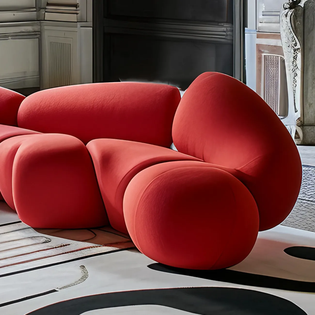 Дизайнерский диван MIVICA из сосны с эксклюзивным принтом DV38853-32