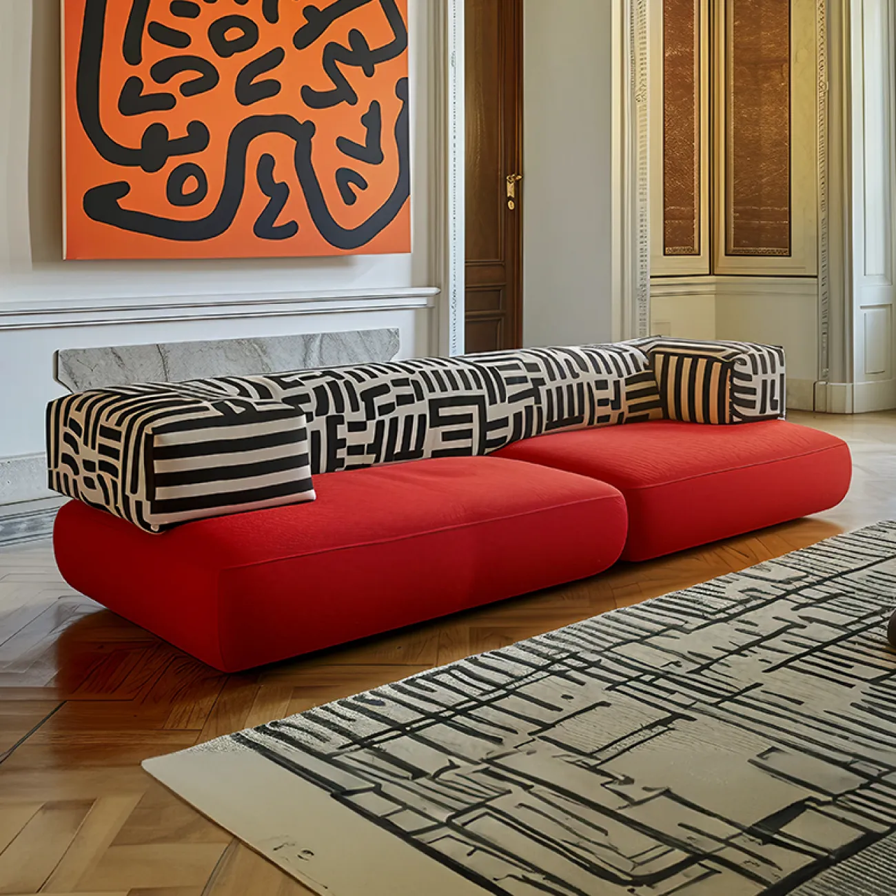 Дизайнерский диван MIVICA из сосны с эксклюзивным принтом DV38854-32