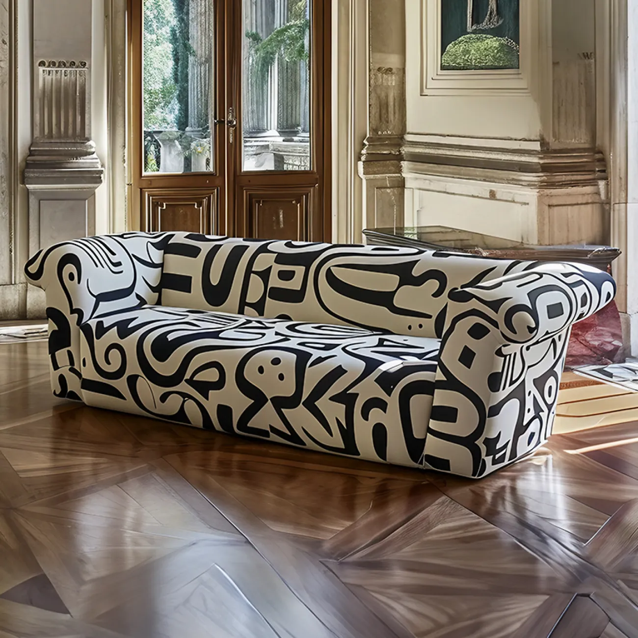 Дизайнерский диван MIVICA с необычным принтом DV38869-32