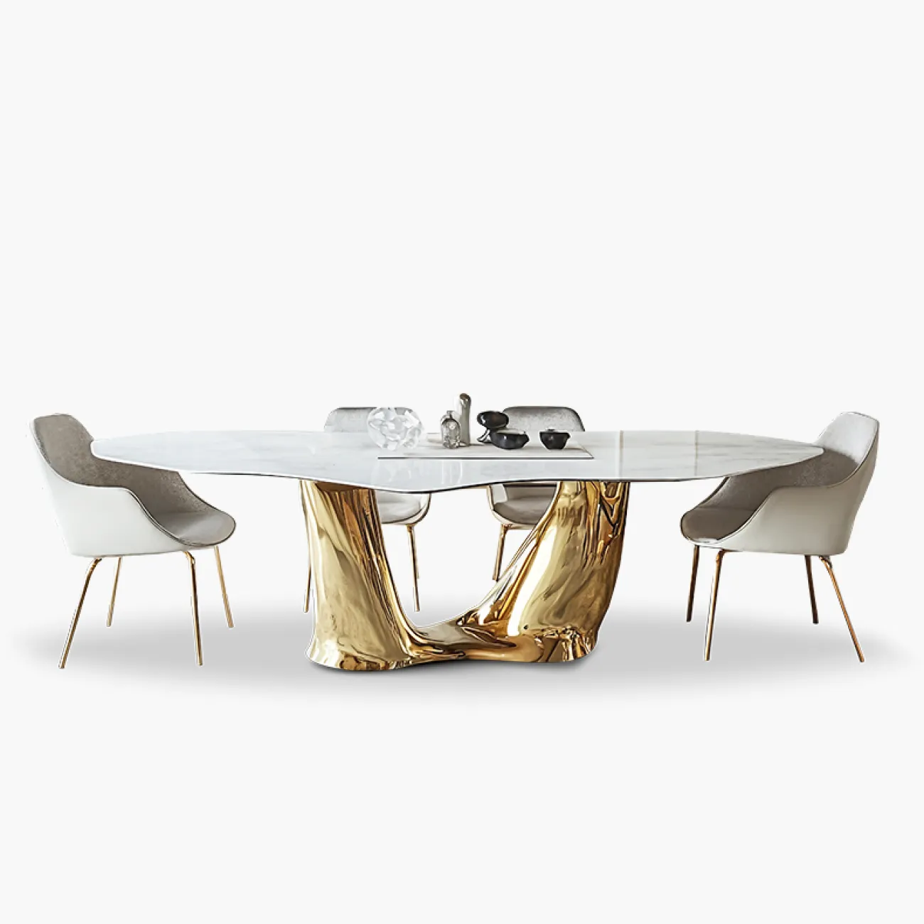 Роскошный обеденный стол MIVICA со столешницей из мрамора OS38874-32