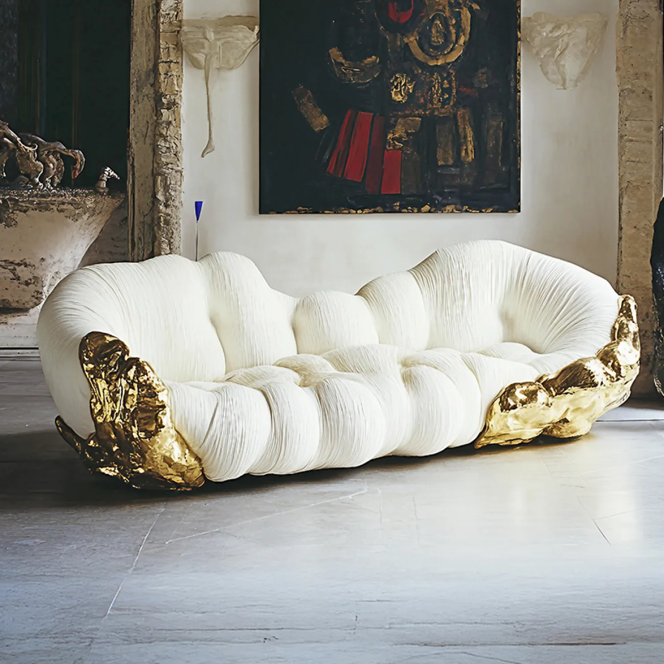 Изысканный дизайнерский диван MIVICA из дерева и фланели DV38877-32