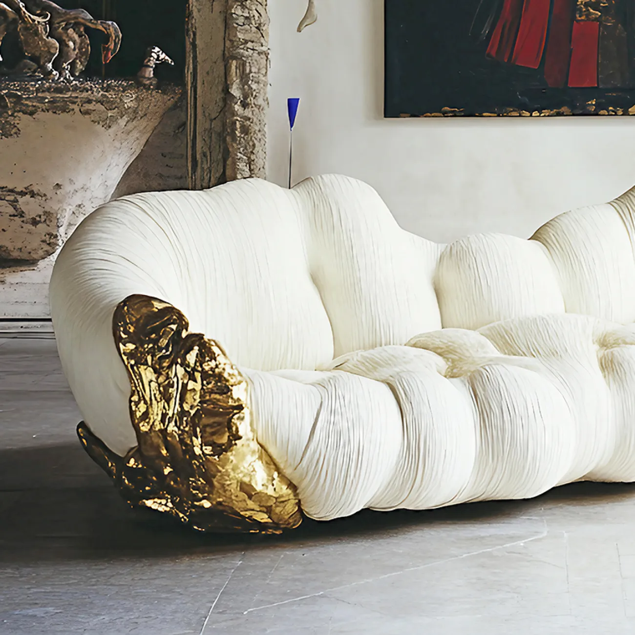 Изысканный дизайнерский диван MIVICA из дерева и фланели DV38877-32