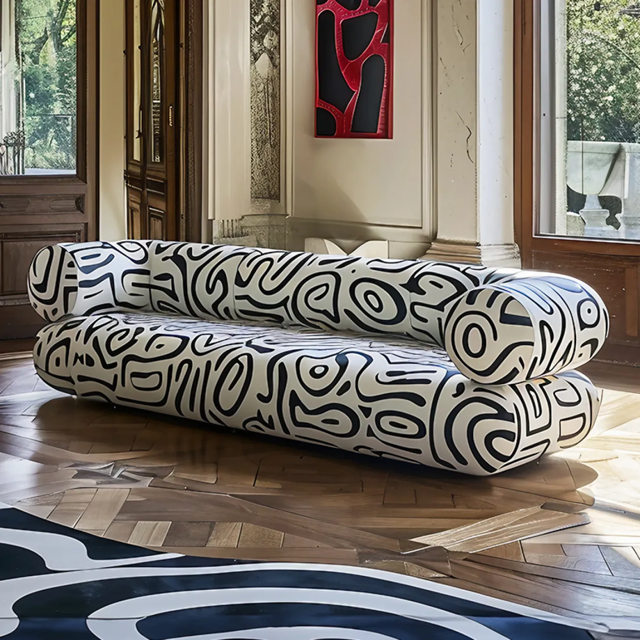 Дизайнерский диван MIVICA с необычным принтом DV38883-32 Дизайнерский диван MIVICA с необычным принтом DV38883-32