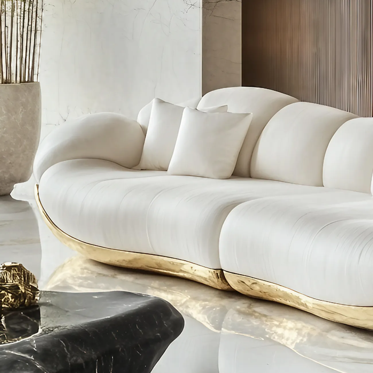 Дизайнерский диван MIVICA из дерева и экокожи DV38895-32