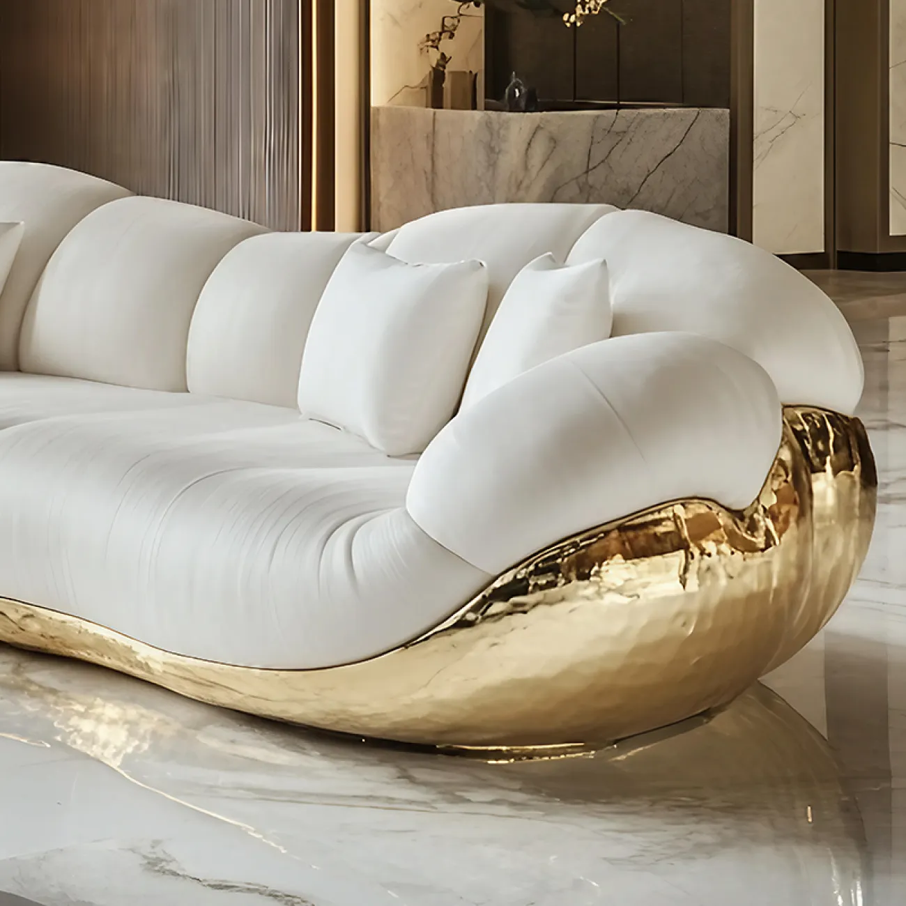 Дизайнерский диван MIVICA из дерева и экокожи DV38895-32