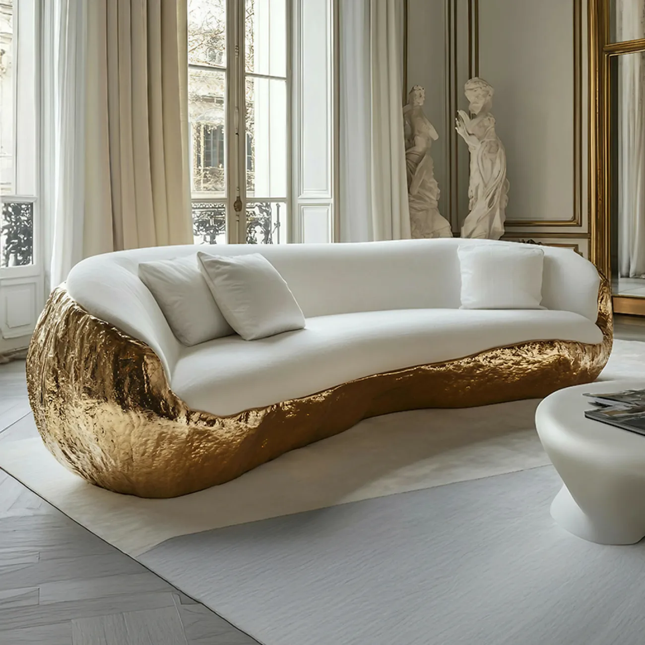 Дизайнерский диван MIVICA из дерева и фланели DV38908-32