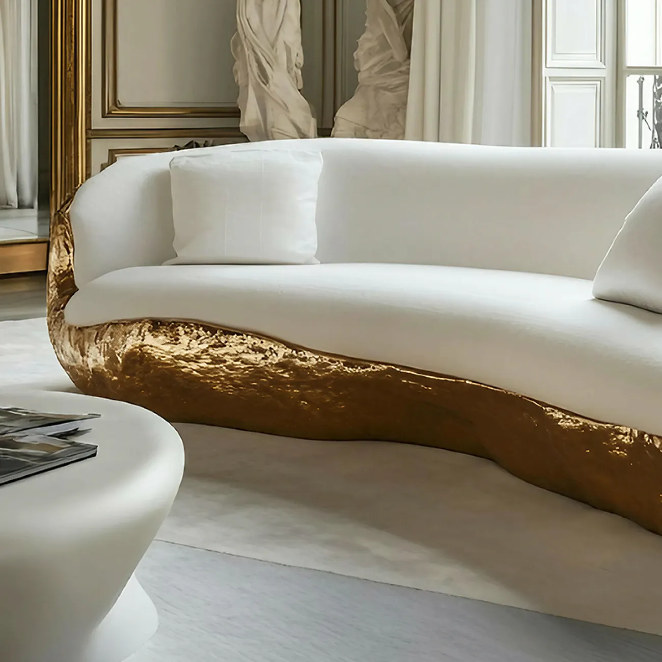 Дизайнерский диван MIVICA из дерева и фланели DV38908-32