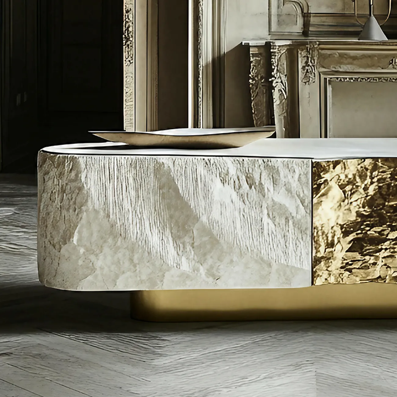 Элегантная тумба под телевизор MIVICA из дерева и сплава ASA TB38911-32