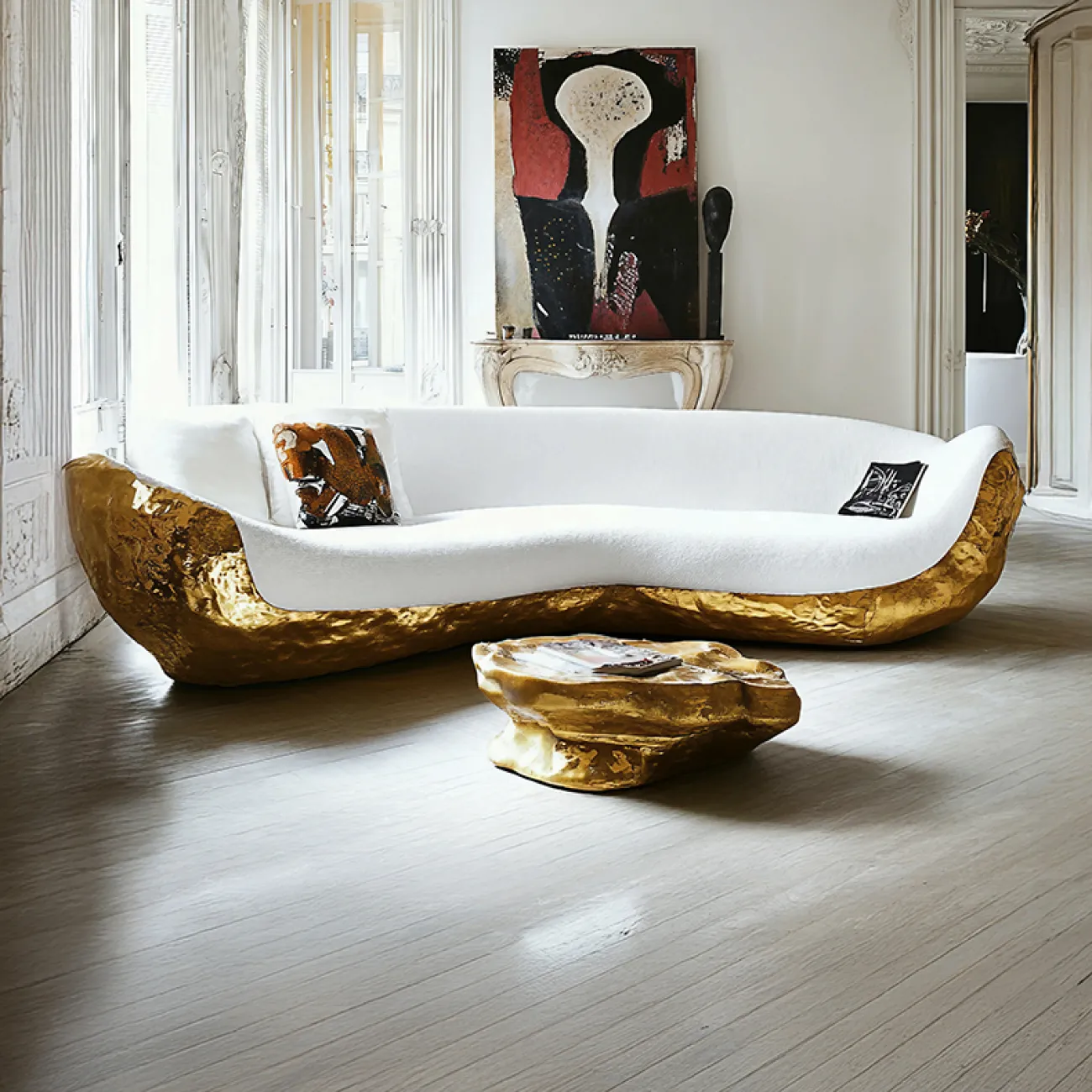 Дизайнерский диван MIVICA из дерева и фланели DV38915-32