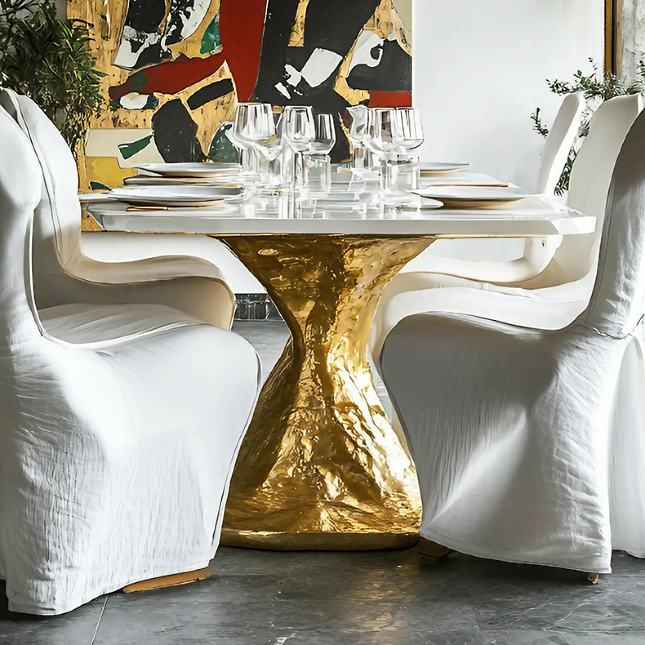 Роскошный обеденный стол MIVICA со столешницей из мрамора OS38917-32