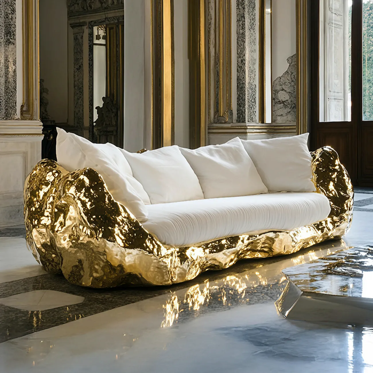 Дизайнерский диван MIVICA из дерева и фланели DV38927-32