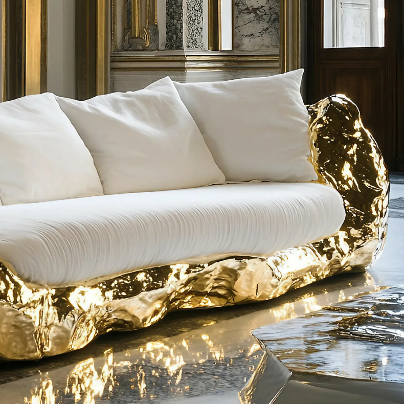 Дизайнерский диван MIVICA из дерева и фланели DV38927-32