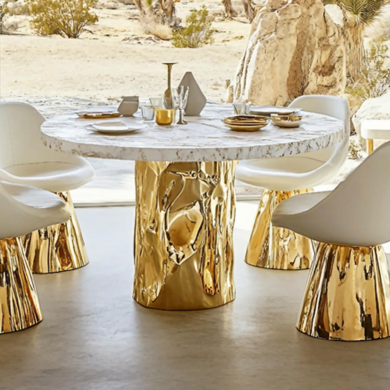 Роскошный обеденный стол MIVICA со столешницей из мрамора OS38928-32