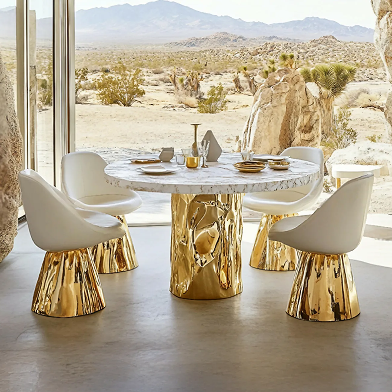 Роскошный обеденный стол MIVICA со столешницей из мрамора OS38928-32