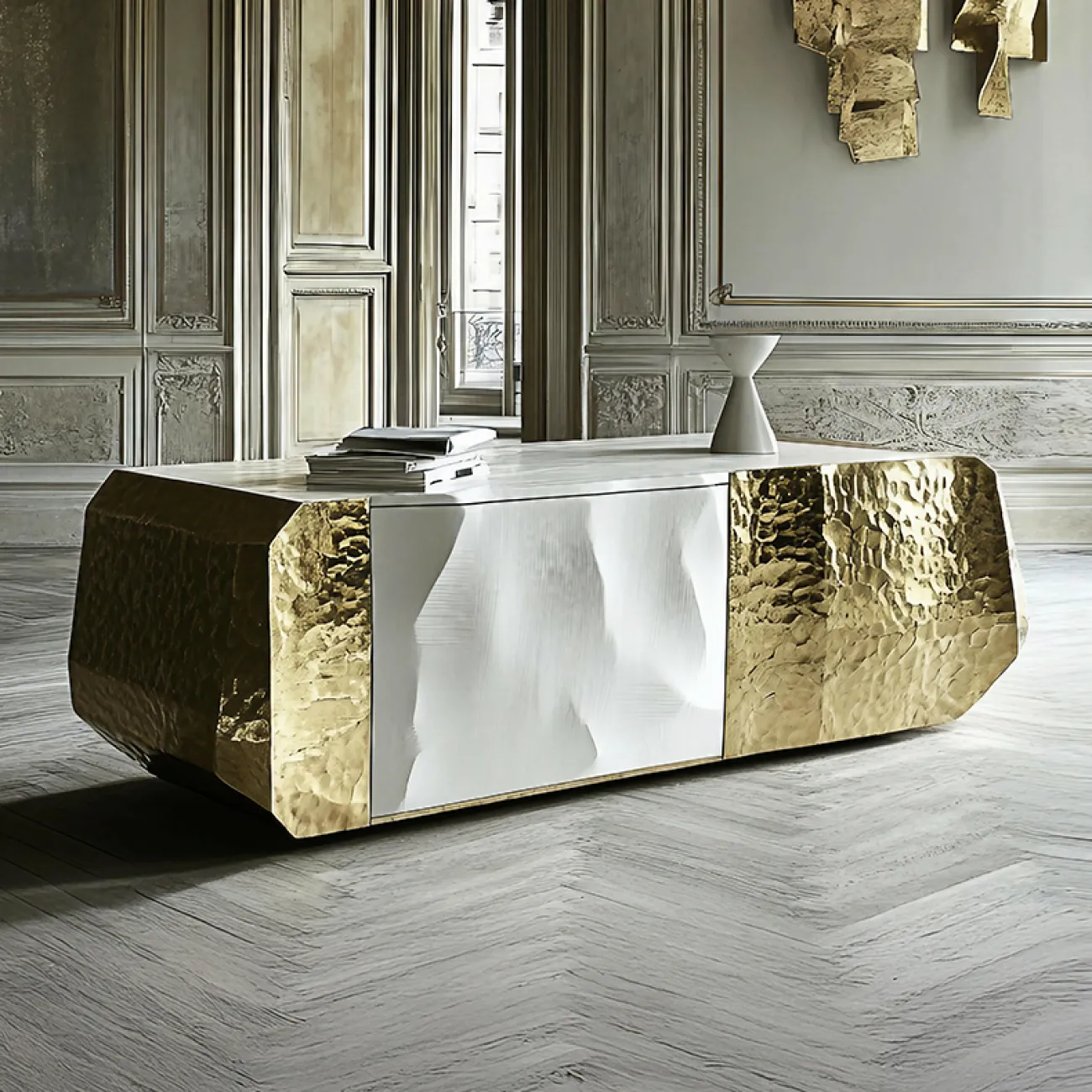 Элегантная тумба под телевизор MIVICA из дерева и сплава ASA TB38932-32