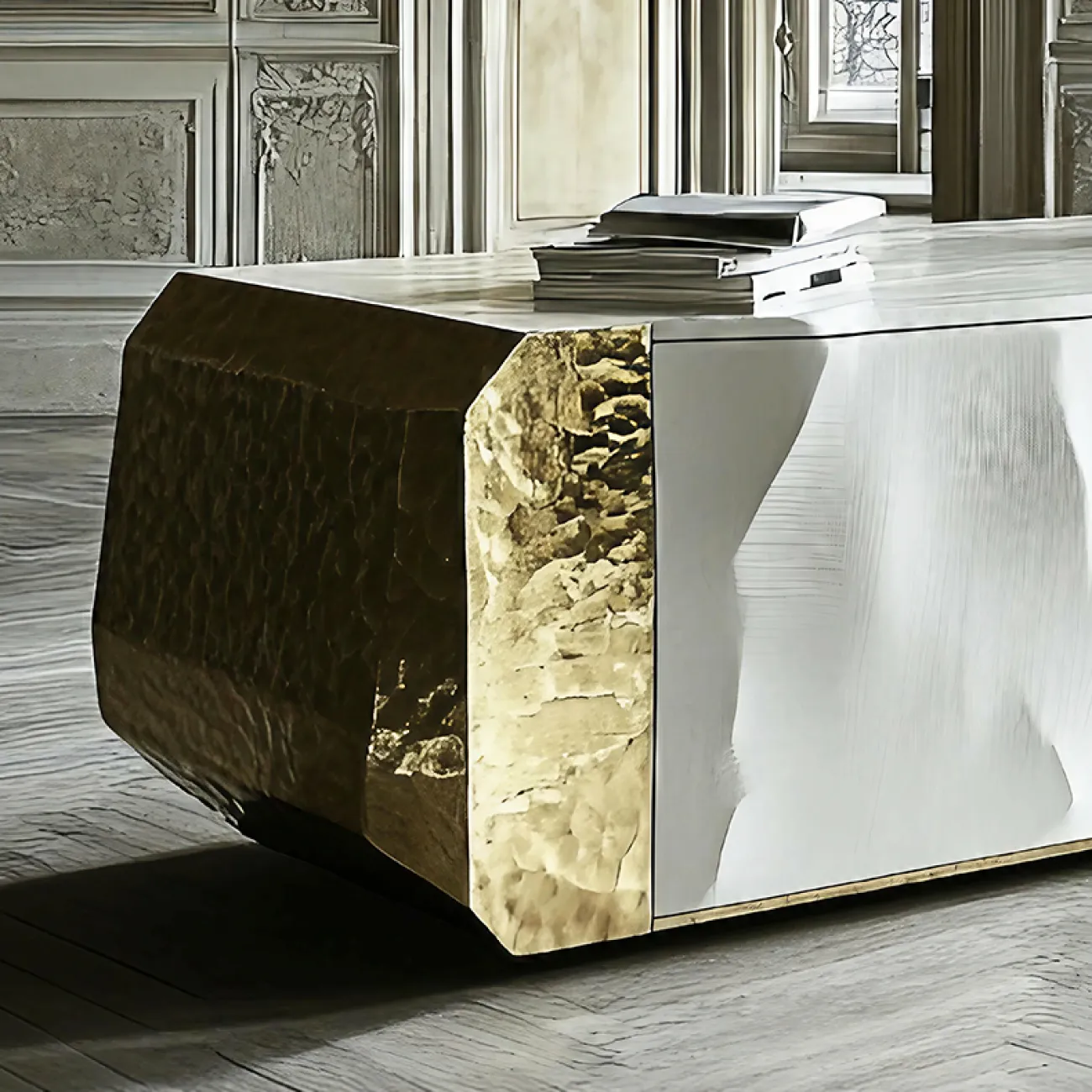 Элегантная тумба под телевизор MIVICA из дерева и сплава ASA TB38932-32