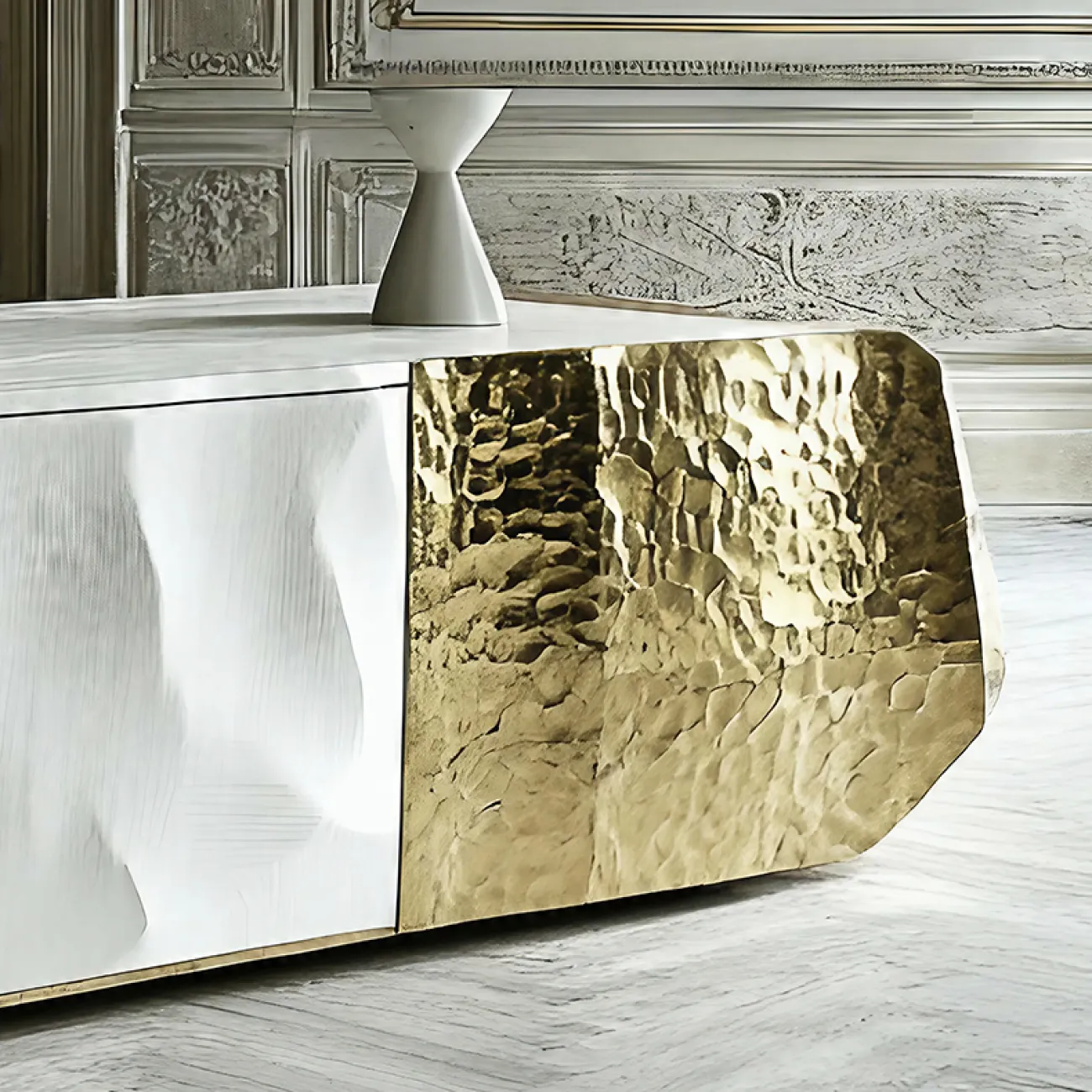 Элегантная тумба под телевизор MIVICA из дерева и сплава ASA TB38932-32