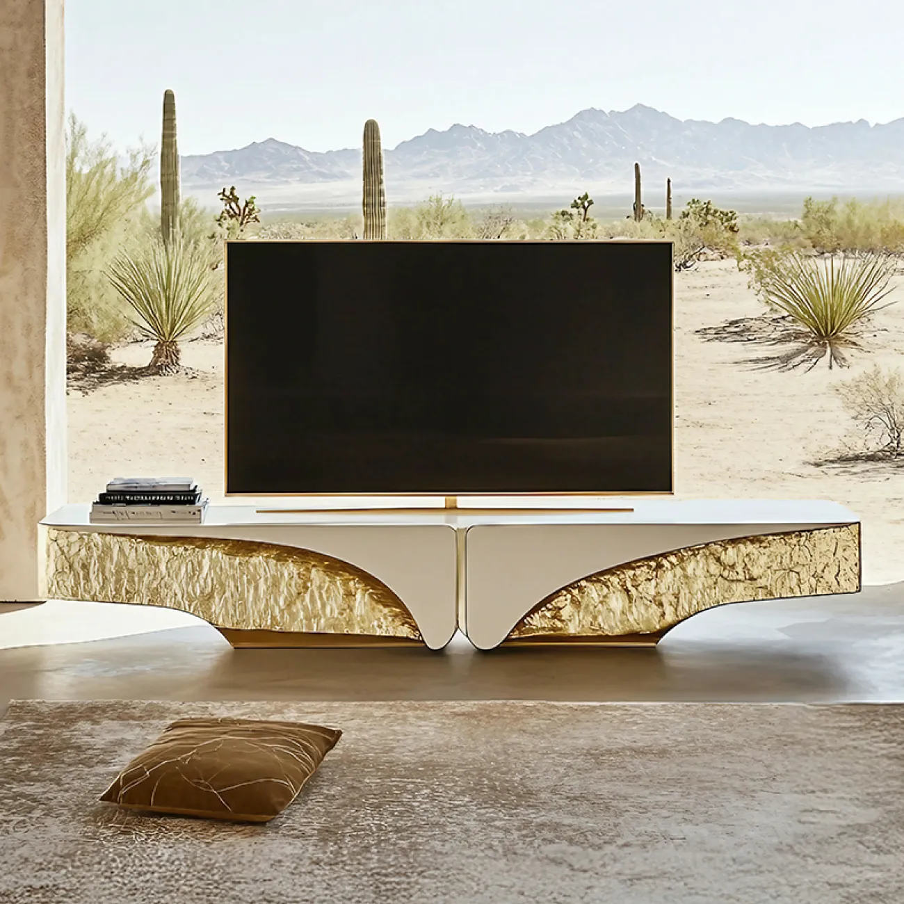 Элегантная тумба под телевизор MIVICA из дерева и сплава ASA TB38940-32