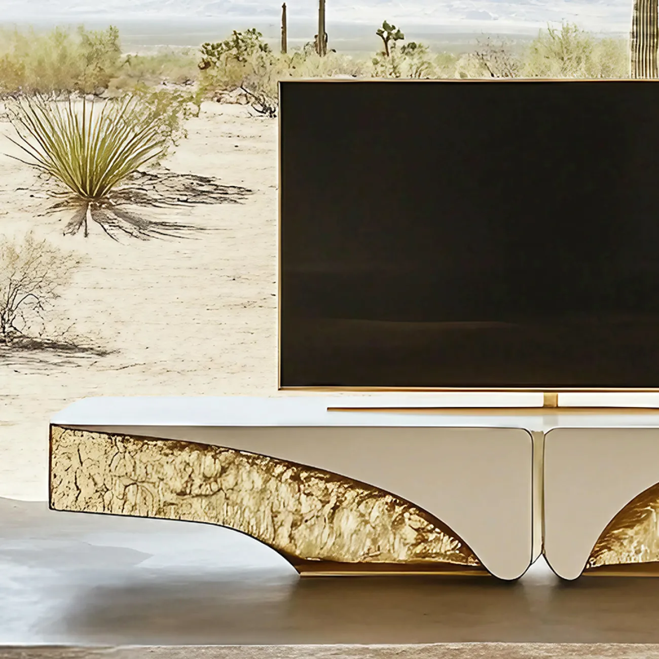 Элегантная тумба под телевизор MIVICA из дерева и сплава ASA TB38940-32